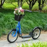 Adjustable Blue Kick Scooter, Double Brakes, 16" Tires, Basket, Cupholder - Image 10