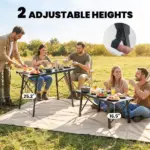 Outsunny Adjustable Height Folding Picnic Table with Removable Plates, Aluminum Camping Table, Black - Image 5