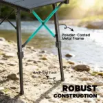 Outsunny Adjustable Height Folding Picnic Table with Removable Plates, Aluminum Camping Table, Black - Image 7