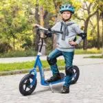 HOMCOM Adjustable Height Kick Scooter for Kids 5-12, Non-Slip Footplate, Big Wheels, Rear Brake, Blue - Image 2