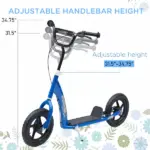 HOMCOM Adjustable Height Kick Scooter for Kids 5-12, Non-Slip Footplate, Big Wheels, Rear Brake, Blue - Image 6