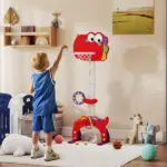 Adjustable Height Kids Basketball Hoop, 4.4-5 ft, 5-in-1 Design for Indoor Use, Red - Image 2