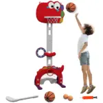 Adjustable Height Kids Basketball Hoop, 4.4-5 ft, 5-in-1 Design for Indoor Use, Red - Image 11