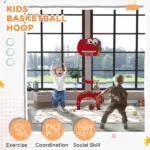 Adjustable Height Kids Basketball Hoop, 4.4-5 ft, 5-in-1 Design for Indoor Use, Red - Image 4