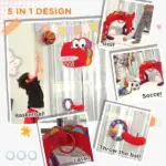 Adjustable Height Kids Basketball Hoop, 4.4-5 ft, 5-in-1 Design for Indoor Use, Red - Image 5