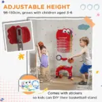 Adjustable Height Kids Basketball Hoop, 4.4-5 ft, 5-in-1 Design for Indoor Use, Red - Image 6