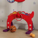 Adjustable Height Kids Basketball Hoop, 4.4-5 ft, 5-in-1 Design for Indoor Use, Red - Image 9