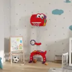 Adjustable Height Kids Basketball Hoop, 4.4-5 ft, 5-in-1 Design for Indoor Use, Red - Image 10