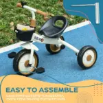 Adjustable Kids Tricycle for Toddlers 2-5 Years with Basket Bell White Comfortable Handlebar Grips - Image 7