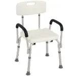 HOMCOM Adjustable Shower Chair with Armrests Suction Feet and 300 lb Capacity White