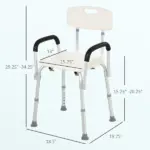 HOMCOM Adjustable Shower Chair with Armrests Suction Feet and 300 lb Capacity White - Image 3