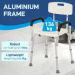HOMCOM Adjustable Shower Chair with Armrests Suction Feet and 300 lb Capacity White - Image 4