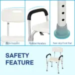 HOMCOM Adjustable Shower Chair with Armrests Suction Feet and 300 lb Capacity White - Image 5