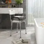 HOMCOM Adjustable Shower Chair with Armrests Suction Feet and 300 lb Capacity White - Image 10