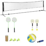 Soozier Adjustable Outdoor Game Set with Net for Badminton, Volleyball, Pickleball, Beach and Driveway Fun - Image 11