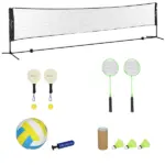 Soozier Adjustable Outdoor Game Set with Net for Badminton, Volleyball, Pickleball, Beach and Driveway Fun