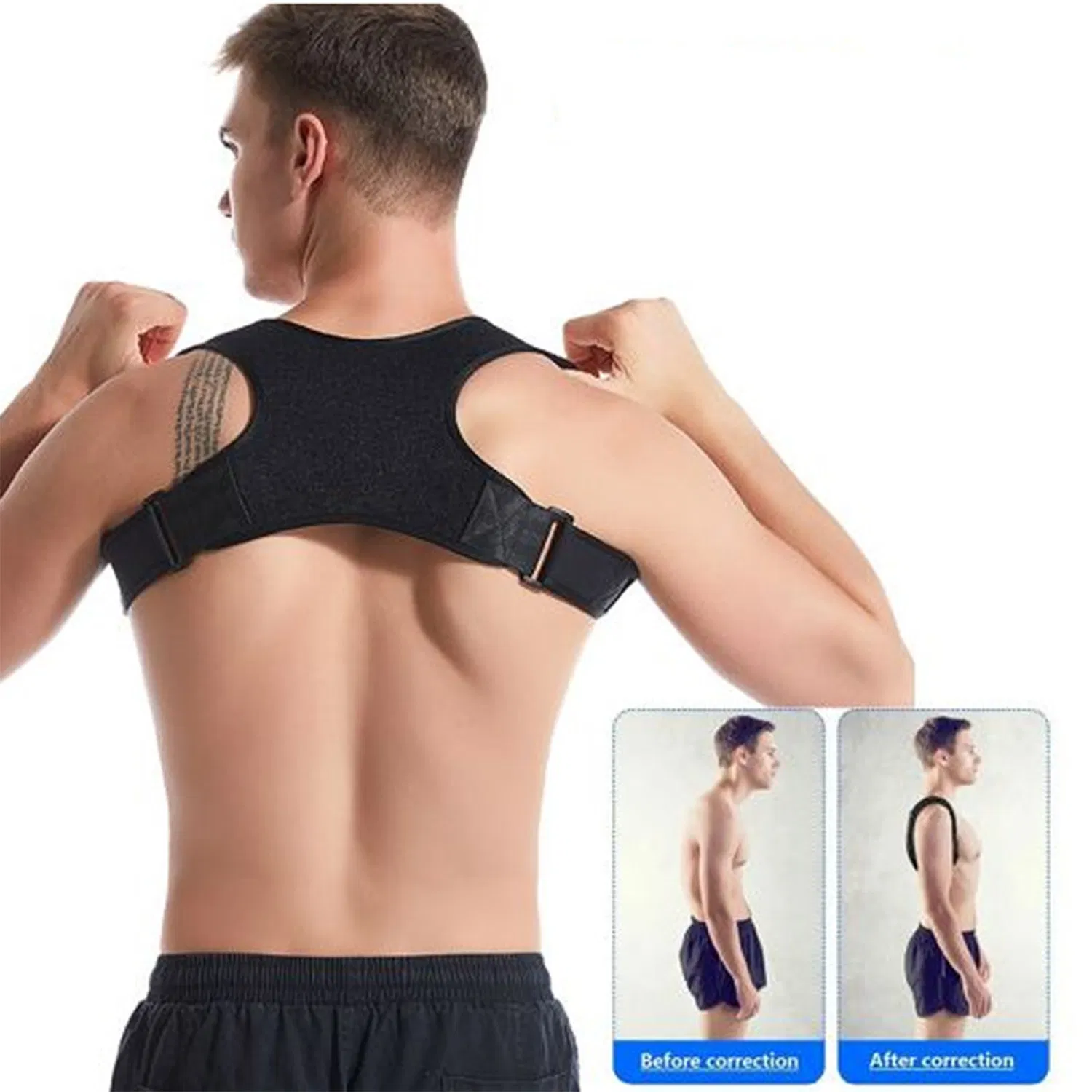 Nylon Spandex Posture Corrector Back and Shoulder Support Brace 30 to 43 Inch