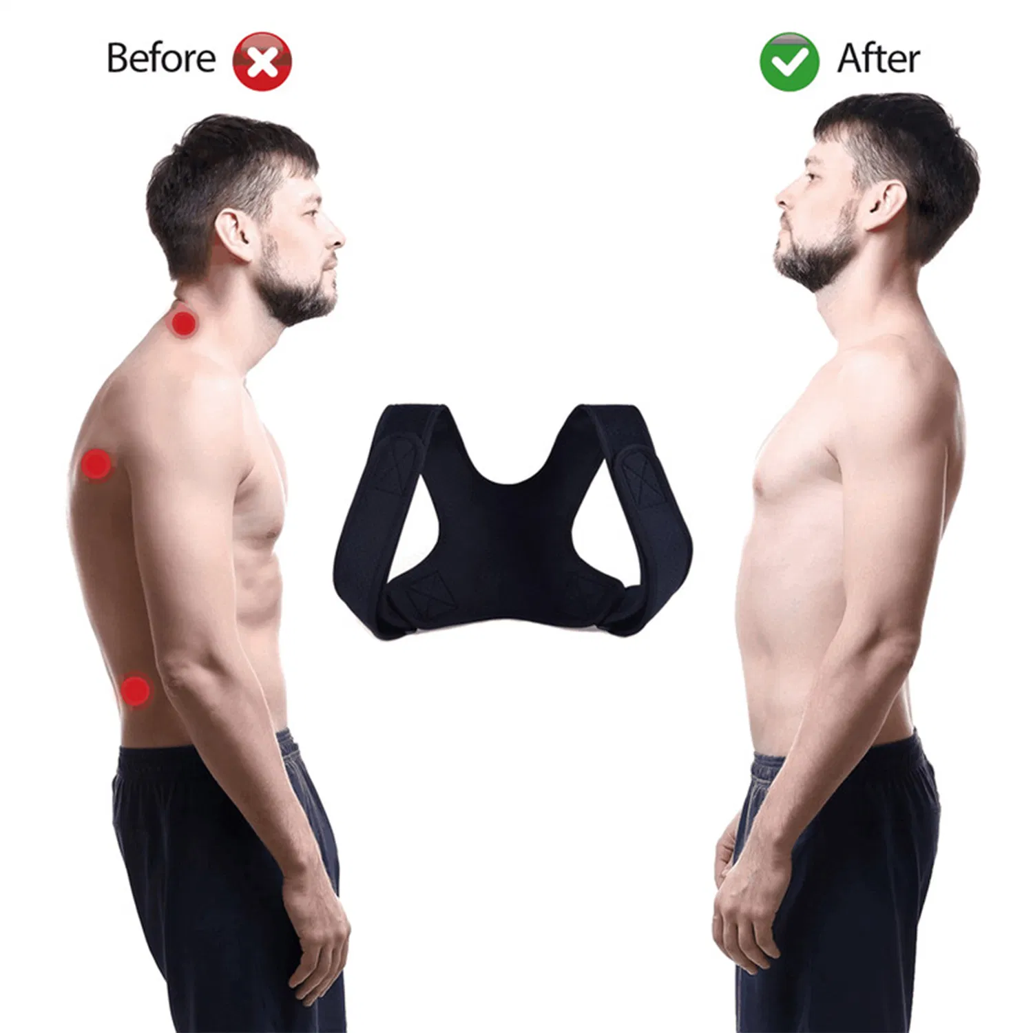Nylon Spandex Posture Corrector Back and Shoulder Support Brace 30 to 43 Inch