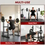 Soozier Adjustable Squat Rack, 660lbs Multi-Functional Bench Press Rack for Weight Lifting Home Gym Strength Training, Black - Image 4