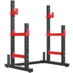 Soozier Adjustable Squat Rack, 660lbs Multi-Functional Bench Press Rack for Weight Lifting Home Gym Strength Training, Red - Image 11