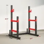 Soozier Adjustable Squat Rack, 660lbs Multi-Functional Bench Press Rack for Weight Lifting Home Gym Strength Training, Red - Image 3
