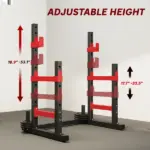 Soozier Adjustable Squat Rack, 660lbs Multi-Functional Bench Press Rack for Weight Lifting Home Gym Strength Training, Red - Image 5