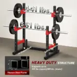 Soozier Adjustable Squat Rack, 660lbs Multi-Functional Bench Press Rack for Weight Lifting Home Gym Strength Training, Red - Image 6