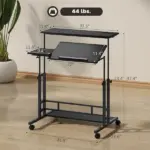 HOMCOM Adjustable Standing Desk with Power Outlets, Stand Up Desk with Tiltable Tabletop, Wheels, Shelf, for Home Office, Black - Image 3