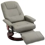 HOMCOM Adjustable Swivel Recliner Armchair, Faux Leather Manual Recliner with Footrest, Armrest and Wood Base for Living Room, Gray - Image 12