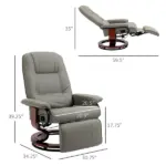 HOMCOM Adjustable Swivel Recliner Armchair, Faux Leather Manual Recliner with Footrest, Armrest and Wood Base for Living Room, Gray - Image 3