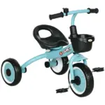 Qaba Adjustable Toddler Tricycle for Ages 2-5, Blue Bike with Basket, Bell, Comfort Grips, Kids' Outdoor Ride-Ons - Image 11