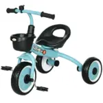 Qaba Adjustable Toddler Tricycle for Ages 2-5, Blue Bike with Basket, Bell, Comfort Grips, Kids' Outdoor Ride-Ons