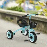 Qaba Adjustable Toddler Tricycle for Ages 2-5, Blue Bike with Basket, Bell, Comfort Grips, Kids' Outdoor Ride-Ons - Image 10