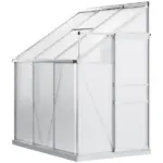 Outsunny Aluminum Greenhouse Polycarbonate Walk-in Garden Greenhouse with Adjustable Roof Vent, Rain Gutter and Sliding Door, 6' x 4' x 7' Clear - Image 11
