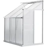 Outsunny Aluminum Greenhouse Polycarbonate Walk-in Garden Greenhouse with Adjustable Roof Vent, Rain Gutter and Sliding Door, 6' x 4' x 7' Clear - Image 12