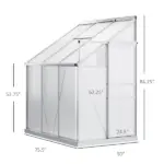 Outsunny Aluminum Greenhouse Polycarbonate Walk-in Garden Greenhouse with Adjustable Roof Vent, Rain Gutter and Sliding Door, 6' x 4' x 7' Clear - Image 3