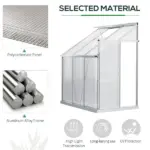 Outsunny Aluminum Greenhouse Polycarbonate Walk-in Garden Greenhouse with Adjustable Roof Vent, Rain Gutter and Sliding Door, 6' x 4' x 7' Clear - Image 4