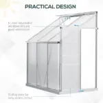 Outsunny Aluminum Greenhouse Polycarbonate Walk-in Garden Greenhouse with Adjustable Roof Vent, Rain Gutter and Sliding Door, 6' x 4' x 7' Clear - Image 5