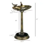 Antique Bronze Birdbath 32" with Planter Pedestal and Bird Statues Garden Decor - Image 3