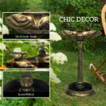 Antique Bronze Birdbath 32" with Planter Pedestal and Bird Statues Garden Decor - Image 5