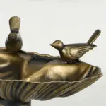 Antique Bronze Birdbath 32" with Planter Pedestal and Bird Statues Garden Decor - Image 8