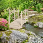 Arched Garden Passage 7.5ft Fir Wood Bridge with Safety Rails for Backyards - Image 2