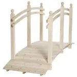 Arched Garden Passage 7.5ft Fir Wood Bridge with Safety Rails for Backyards