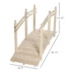 Arched Garden Passage 7.5ft Fir Wood Bridge with Safety Rails for Backyards - Image 3