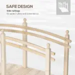 Arched Garden Passage 7.5ft Fir Wood Bridge with Safety Rails for Backyards - Image 5
