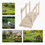 Arched Garden Passage 7.5ft Fir Wood Bridge with Safety Rails for Backyards - Image 6
