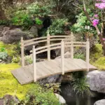 Arched Garden Passage 7.5ft Fir Wood Bridge with Safety Rails for Backyards - Image 10