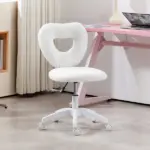 HOMCOM Armless Computer Desk Chair, Office Task Chair, Teddy Fleece Heart Makeup Vanity Chair with Swivel Wheels, White - Image 2