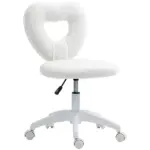 HOMCOM Armless Computer Desk Chair, Office Task Chair, Teddy Fleece Heart Makeup Vanity Chair with Swivel Wheels, White - Image 11