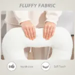 HOMCOM Armless Computer Desk Chair, Office Task Chair, Teddy Fleece Heart Makeup Vanity Chair with Swivel Wheels, White - Image 5